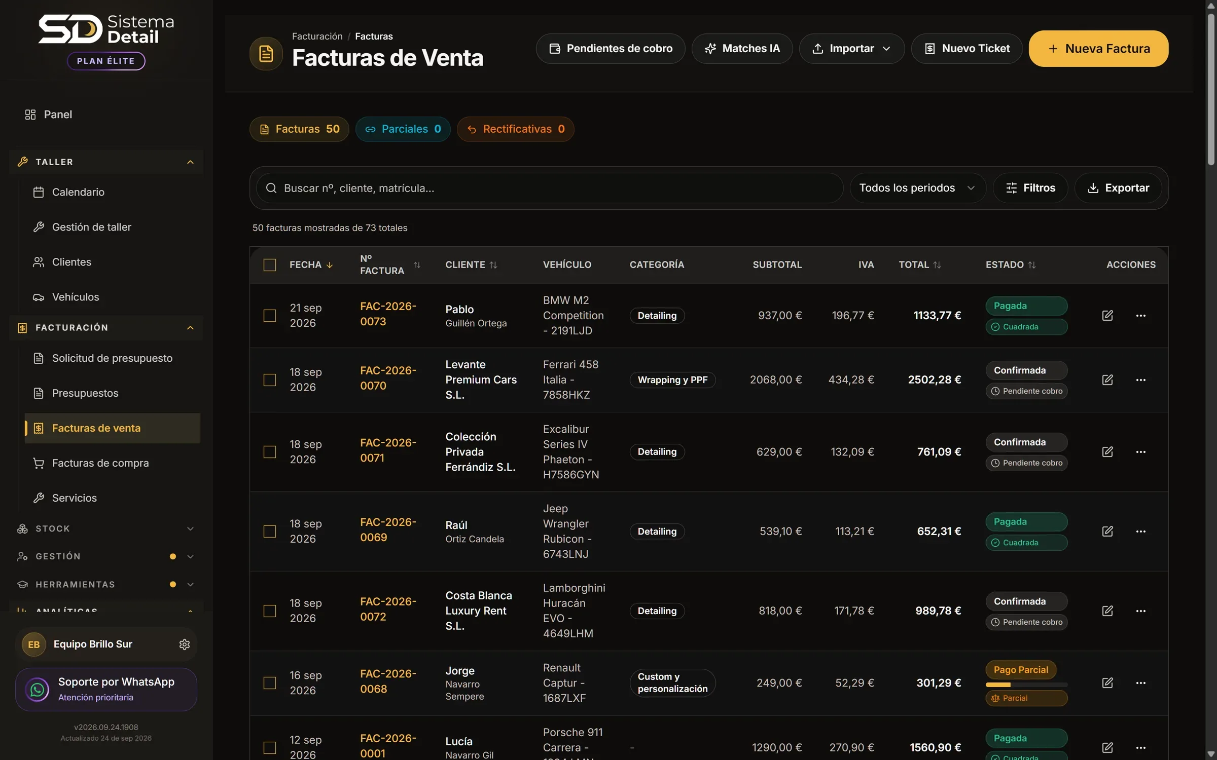 Listado de facturas de venta cobradas