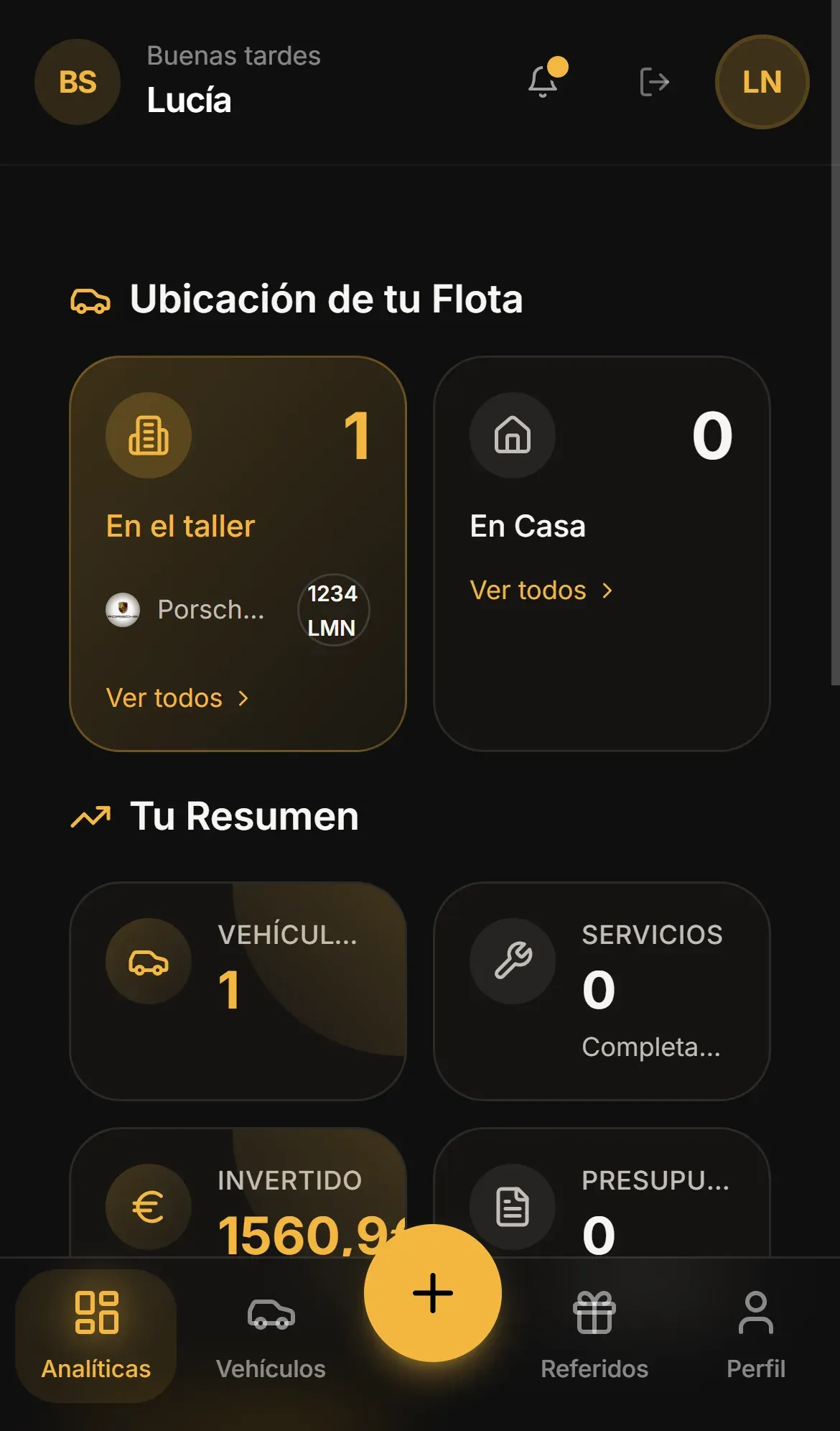 Portal del cliente en el móvil con el estado del vehículo y el presupuesto firmado